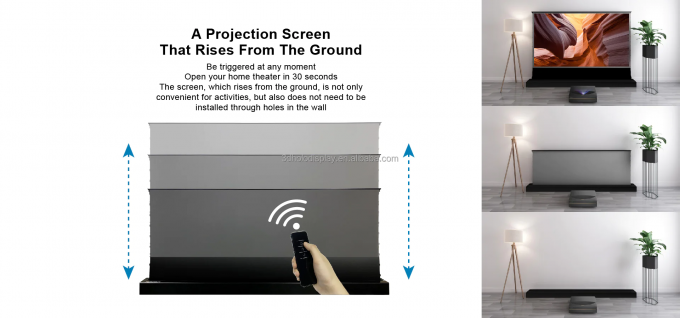 92" 100" 110" 120" 135" 150" Ηλεκτρικές οθόνες που ανεβαίνουν στο πάτωμα με υλικό που απορρίπτει το περιβάλλον. 1