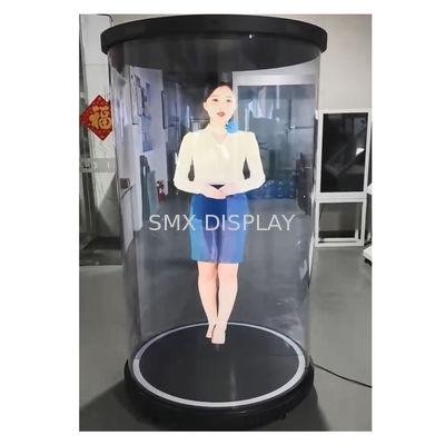 3D ολοσωλήνα οθόνη AI βασισμένη διαδραστική 75 ιντσών Ψηφιακή ολογραφική ανθρώπινη στρογγυλή εκθεσιακή στέγη