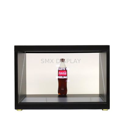 Ποιότητα 180 μοίρες Holo Cube 3D Hologram Showcase Display με πλήρη ανάλυση HD και ρυθμιζόμενο φως LED Εργοστάσιο